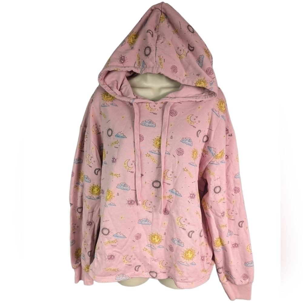 Mighty Fine Celestial Print Crop Hoodie Sz 1X